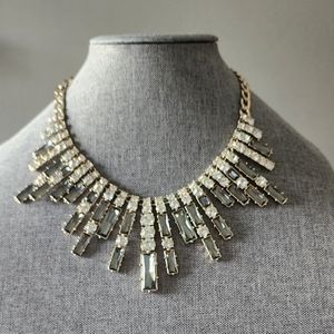 White House Black Market Statement Necklace- Gay and clear rhinestones